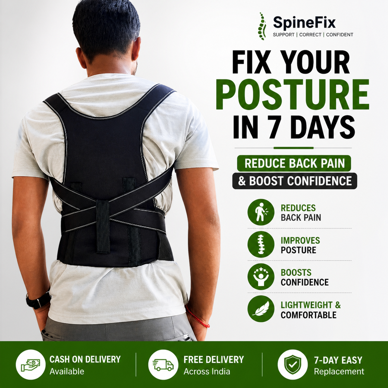 Posture Corrector Belt for Men & Women | Back Support for Pain Relief & Confidence