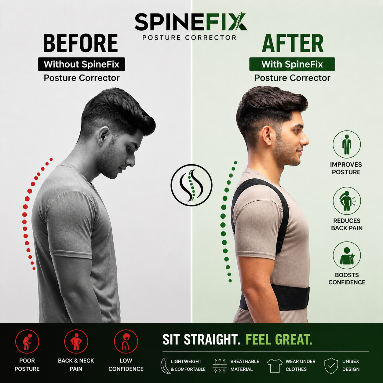 Posture Corrector Belt for Men & Women | Back Support for Pain Relief & Confidence