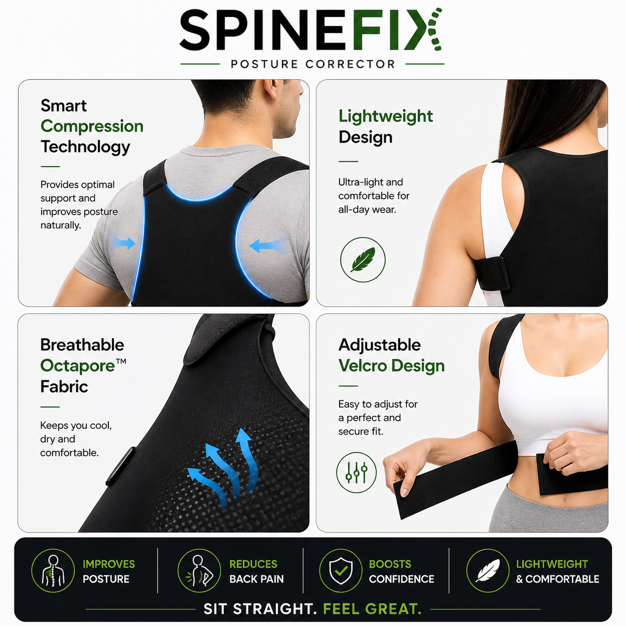 Posture Corrector Belt for Men & Women | Back Support for Pain Relief & Confidence